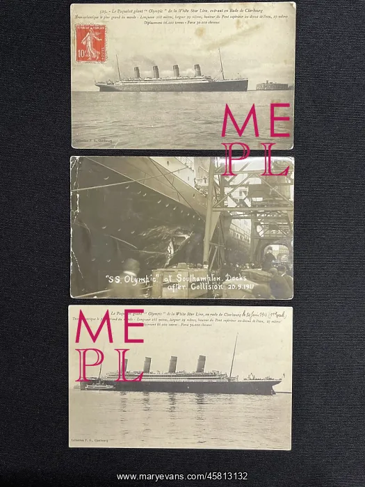 : White Star Line, RMS Olympic, three postcards : White Star Line, RMS Olympic, three postcards