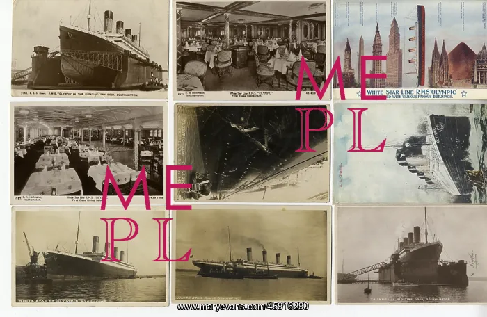  : White Star Line, RMS Olympic - nine postcards