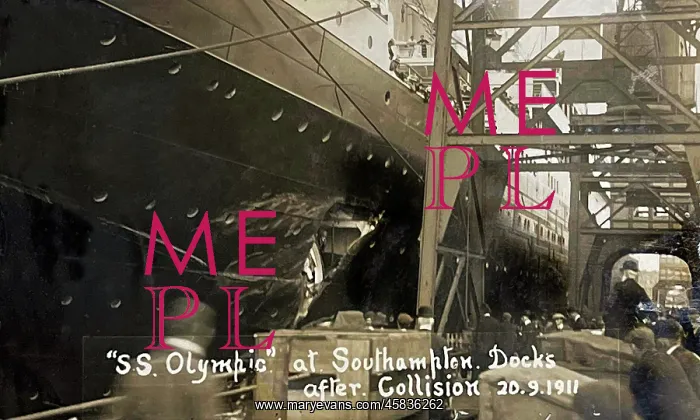 : White Star Line, RMS Olympic at Southampton after collision : White Star Line, RMS Olympic at Southampton after collision