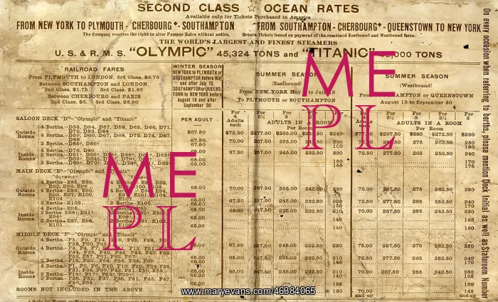  : White Star Line, RMS Olympic and Titanic rates