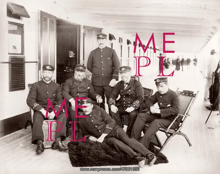 : White Star Line, RMS Teutonic launch, captain and officers : White Star Line, RMS Teutonic launch, captain and officers