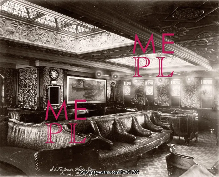 : White Star Line, RMS Teutonic launch, smoking room : White Star Line, RMS Teutonic launch, smoking room