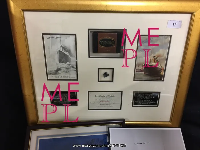 : White Star Line, RMS Titanic - framed items : White Star Line, RMS Titanic - framed items