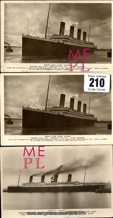 : White Star Line, RMS Titanic - three postcards : White Star Line, RMS Titanic - three postcards