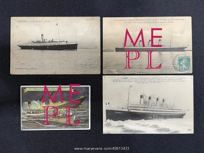 : White Star Line, RMS Titanic, four postcards : White Star Line, RMS Titanic, four postcards