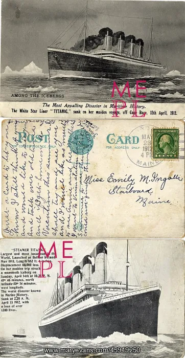 : White Star Line, RMS Titanic - three postcards : White Star Line, RMS Titanic - three postcards