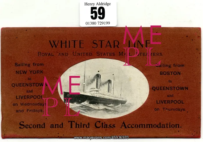 : White Star Line, second and third class accommodation : White Star Line, second and third class accommodation