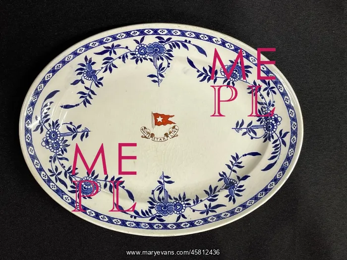 : White Star Line, Second Class Delft oval dish : White Star Line, Second Class Delft oval dish