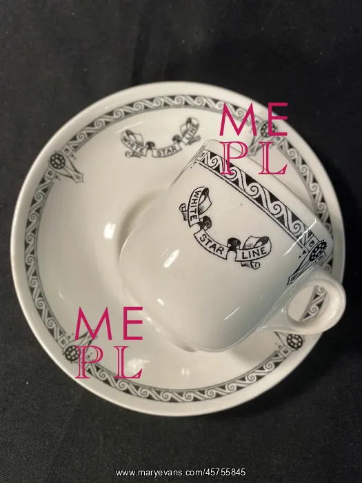 : White Star Line - Second Class demitasse cup and saucer : White Star Line - Second Class demitasse cup and saucer