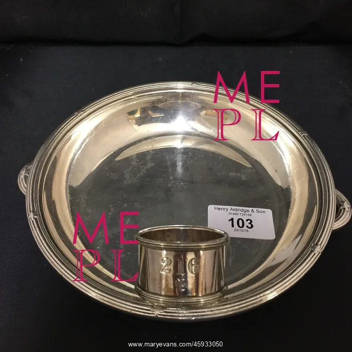 : White Star Line - serving tureen lid and napkin ring : White Star Line - serving tureen lid and napkin ring