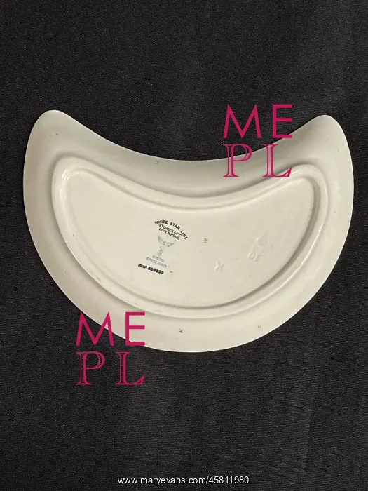 : White Star Line, Stonier OSNC crescent dish (back) : White Star Line, Stonier OSNC crescent dish (back)