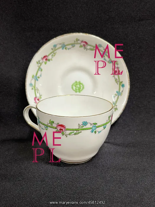 : White Star Line, Stonier OSNC Rose pattern teacup and saucer : White Star Line, Stonier OSNC Rose pattern teacup and saucer