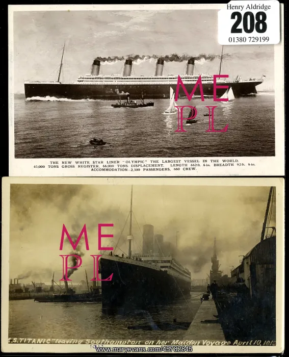 : White Star Line, Titanic and Olympic postcards : White Star Line, Titanic and Olympic postcards