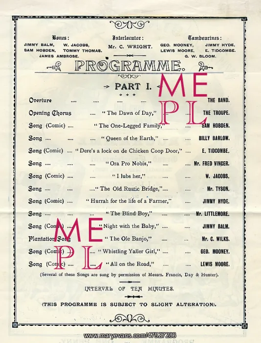  : White Star Minstrels programme