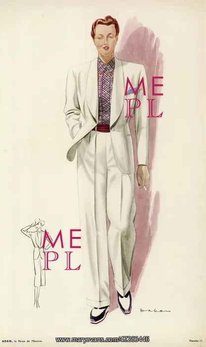 : WHITE TROUSER SUIT 1939 : WHITE TROUSER SUIT 1939