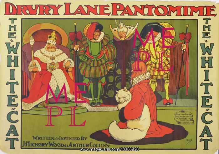 : Whitecat. An uncommon Edwardian Theatre Royal pantomime poster for The White Cat : Whitecat. An uncommon Edwardian Theatre Royal pantomime poster for The White Cat