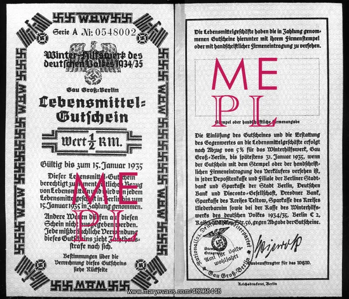 : WHW voucher, 1934 : WHW voucher, 1934
