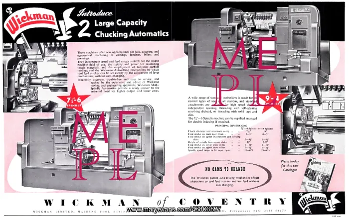 : Wickman Of Coventry WIMET Wickman Engineering Machinery : Wickman Of Coventry WIMET Wickman Engineering Machinery