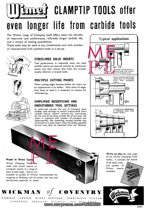 : Wickman Of Coventry WIMET Wickman Machine Tools 1954 : Wickman Of Coventry WIMET Wickman Machine Tools 1954