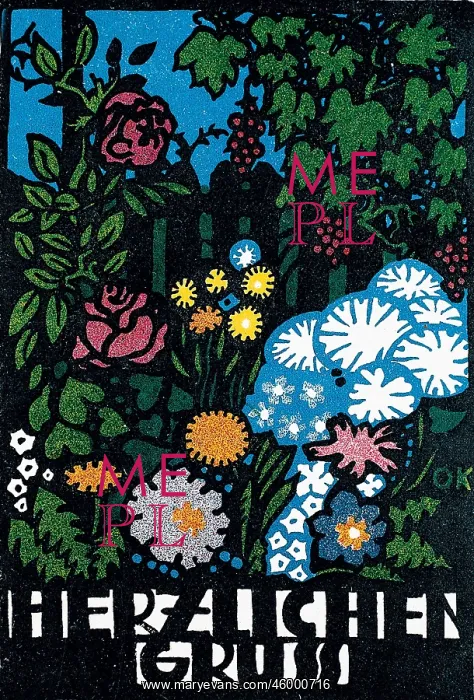 : Wiener Werkstatte post card with flowers : Wiener Werkstatte post card with flowers