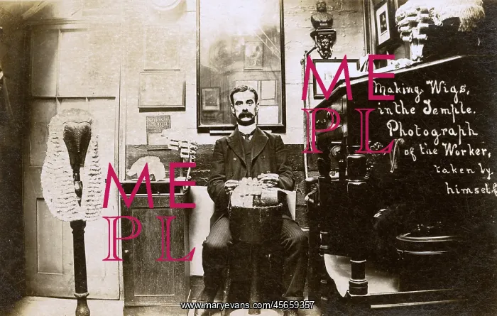 : Wigmaker making a wig for the legal profession : Wigmaker making a wig for the legal profession