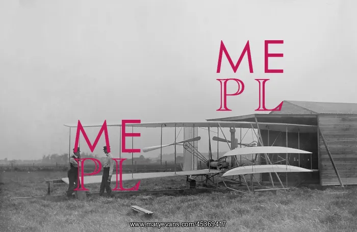 : Wilbur and Orville Wright with their second : Wilbur and Orville Wright with their second