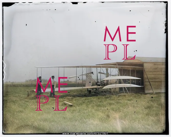 : Wilbur and Orville Wright with their second powered machine; : Wilbur and Orville Wright with their second powered machine;
