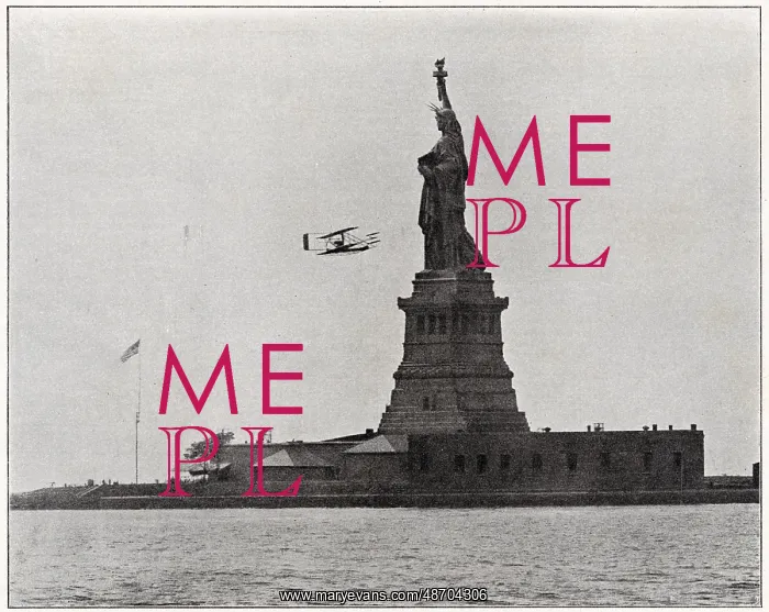 : Wilbur Wright flying by the Statue of Liberty 1909 : Wilbur Wright flying by the Statue of Liberty 1909