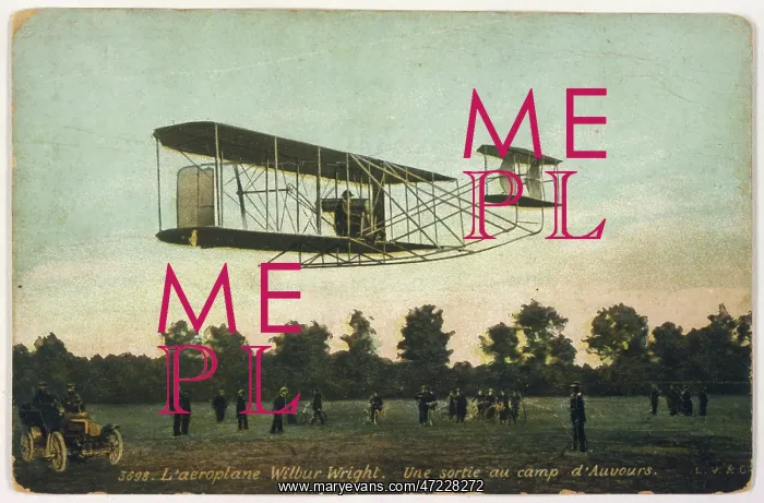 : Wilbur Wright making a demonstration flight at Auvours : Wilbur Wright making a demonstration flight at Auvours