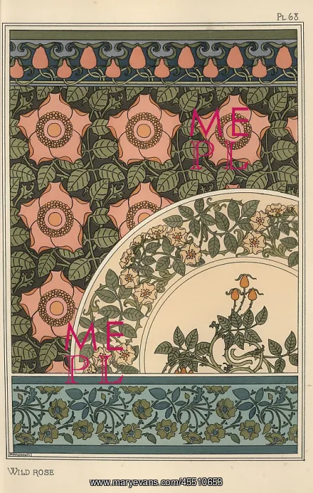 : Wild rose in art nouveau patterns : Wild rose in art nouveau patterns