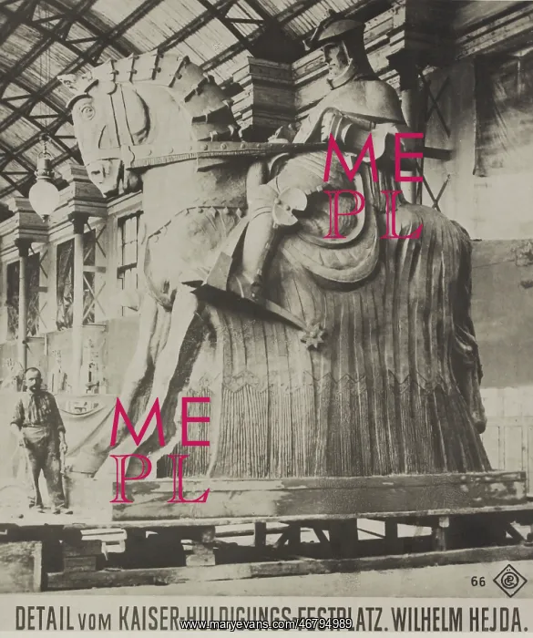 : Wilhelm Hejda with his sculpture of a knight : Wilhelm Hejda with his sculpture of a knight