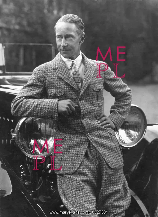 : Wilhelm of Prussia in front of a convertible, 1925 : Wilhelm of Prussia in front of a convertible, 1925