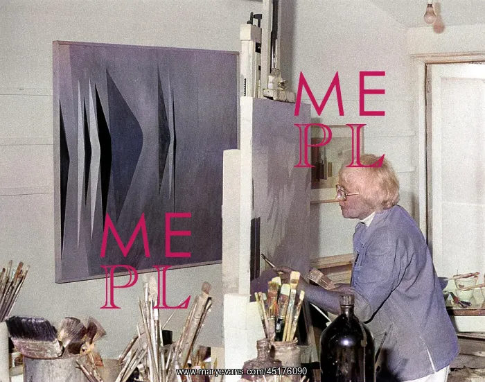 : Wilhelmina Barns-Graham, artist, at work in her studio : Wilhelmina Barns-Graham, artist, at work in her studio