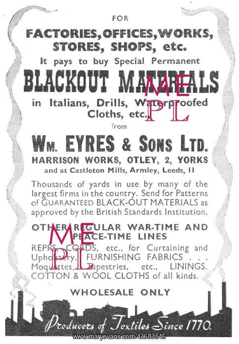 : William Eyres Blackout Material For Factories : William Eyres Blackout Material For Factories