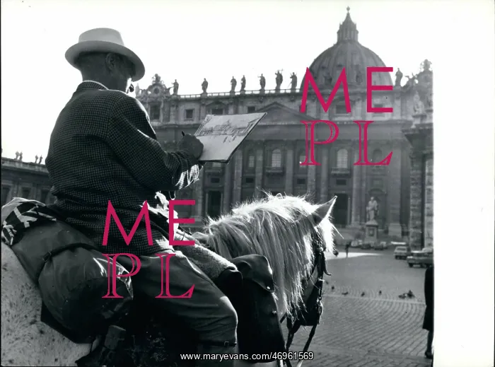 : William Holt, writer, and his horse Trigger in Rome : William Holt, writer, and his horse Trigger in Rome
