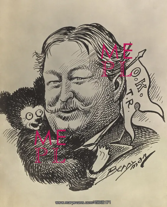 : William Howard Taft, being hugged by Teddy Bear : William Howard Taft, being hugged by Teddy Bear