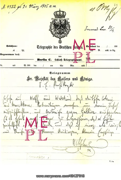 : William II's telegram to von Bulow, the German : William II's telegram to von Bulow, the German