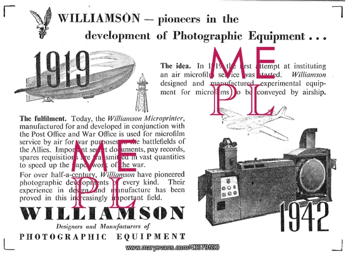 : Williamson Aircraft Cameras - Microprinter Microfilm : Williamson Aircraft Cameras - Microprinter Microfilm