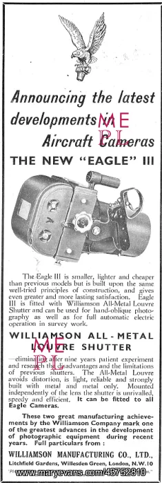 : Williamson Eagle III Aircraft Camera : Williamson Eagle III Aircraft Camera