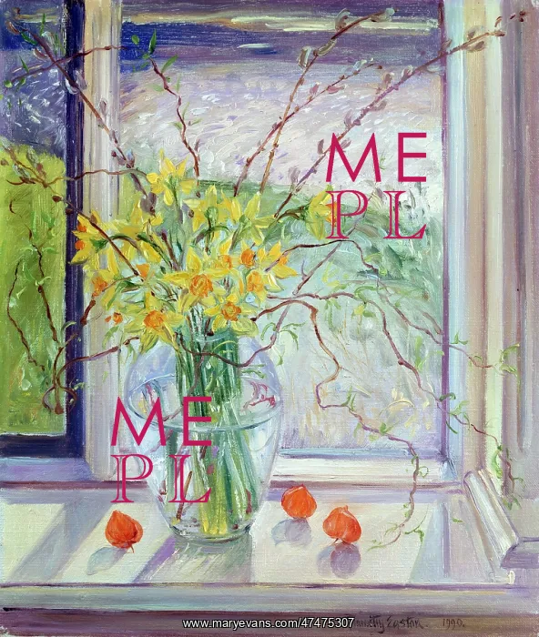 : Willow Branches and Narcissus in vase : Willow Branches and Narcissus in vase