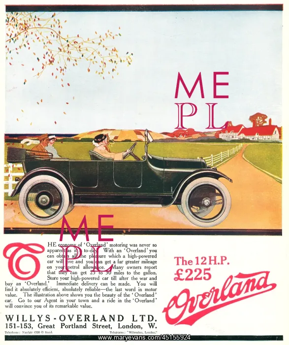 : Willys Overland Advertisement : Willys Overland Advertisement