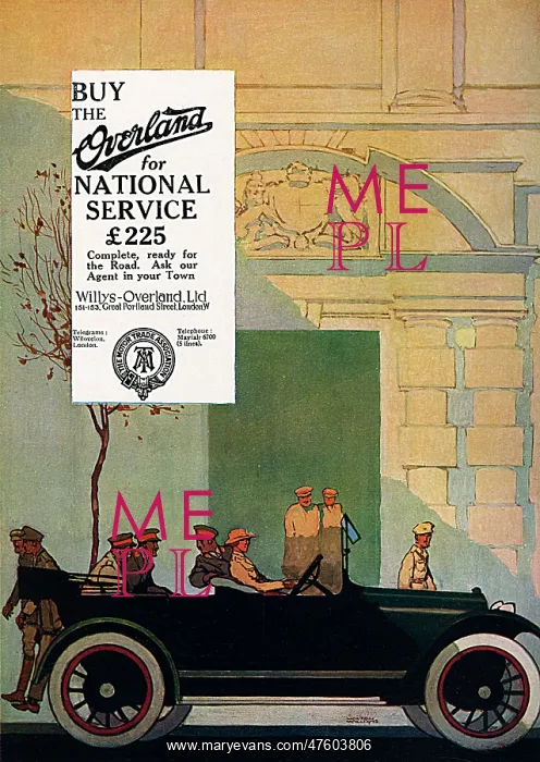 : Willys Overland car advertisement, 1917 : Willys Overland car advertisement, 1917