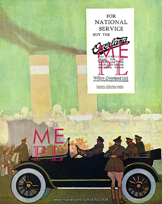 : Willys Overland car advertisement, 1917 : Willys Overland car advertisement, 1917