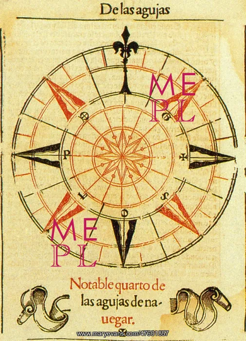 : Wind Rose. Wind rose in a navigational treatise by Pedro Medina (1552) : Wind Rose. Wind rose in a navigational treatise by Pedro Medina (1552)