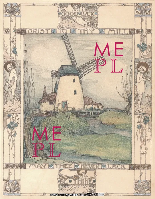 : Windmill. Pen and watercolour painting of a Windmill with caption : Windmill. Pen and watercolour painting of a Windmill with caption