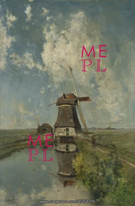 : A Windmill on a Polder Waterway : A Windmill on a Polder Waterway