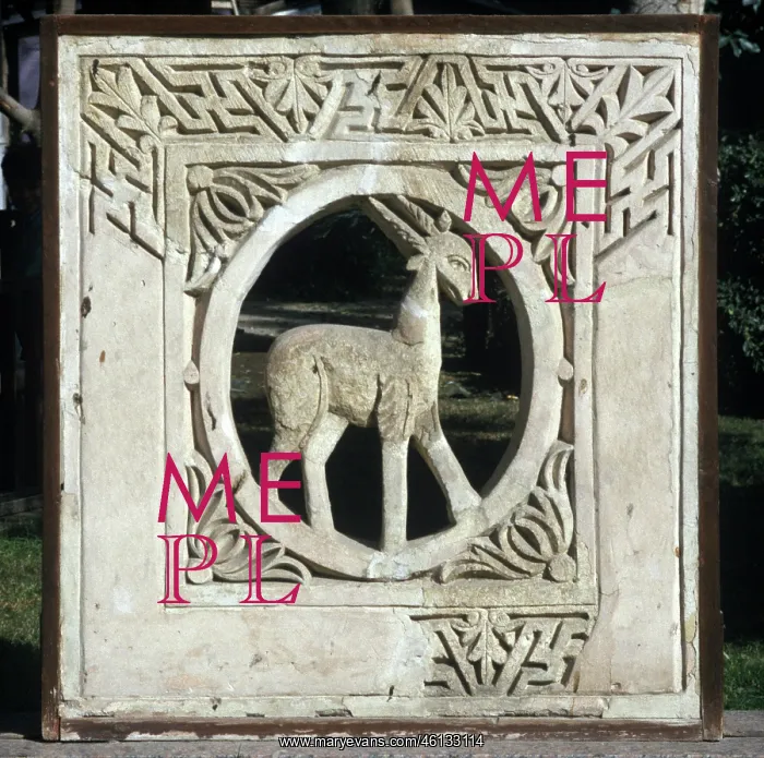 : Window of lime stone with gazelle : Window of lime stone with gazelle