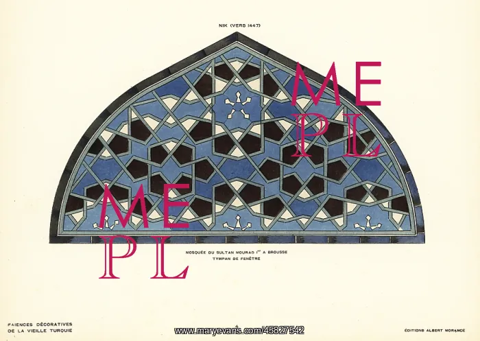 : Window tympanum in ceramic tile with decorative : Window tympanum in ceramic tile with decorative