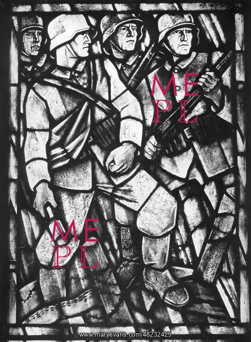 : Window with World War scene in the Berlin City Hall, 1936 : Window with World War scene in the Berlin City Hall, 1936