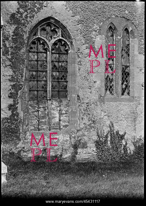 : Detail of windows at a church probably in Worcestershire : Detail of windows at a church probably in Worcestershire